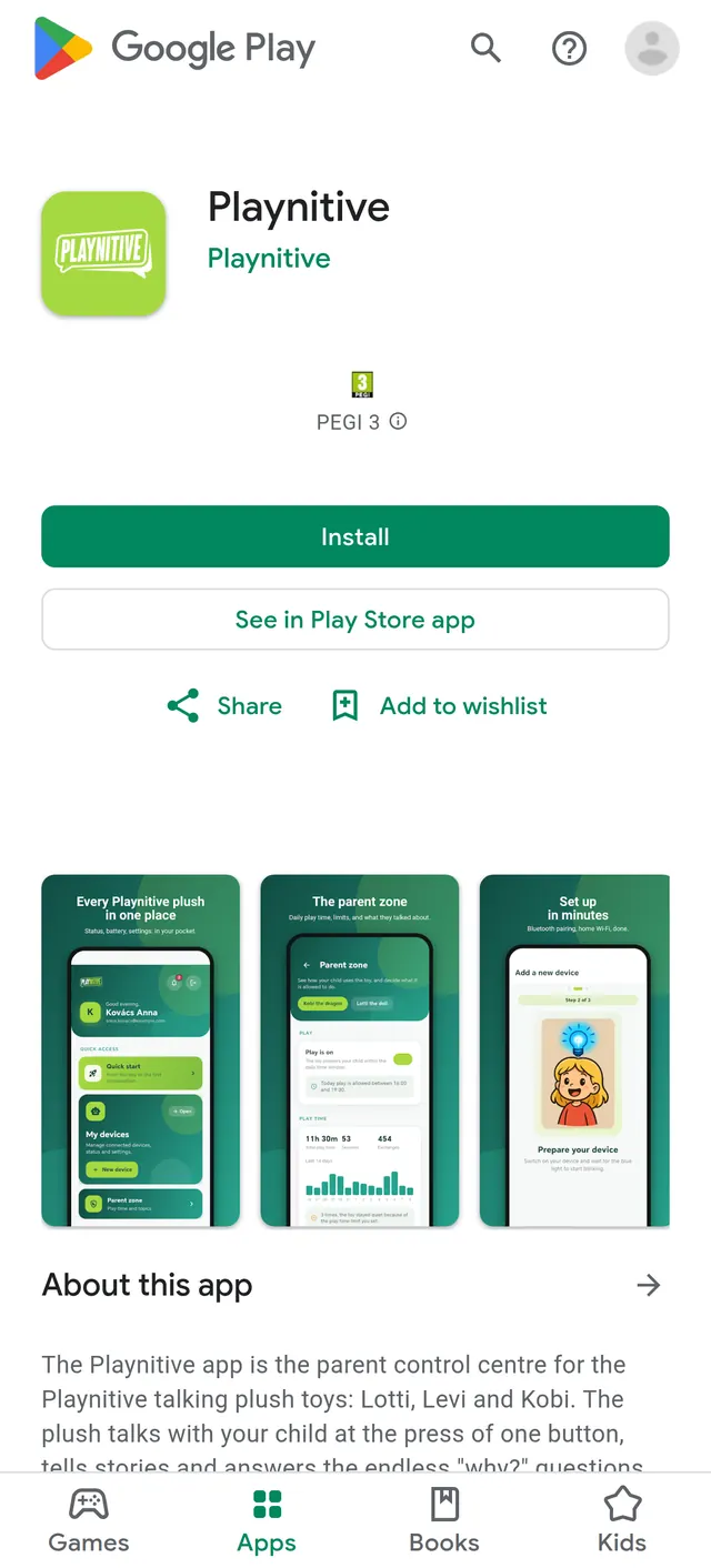 Die Playnitive-App im Store